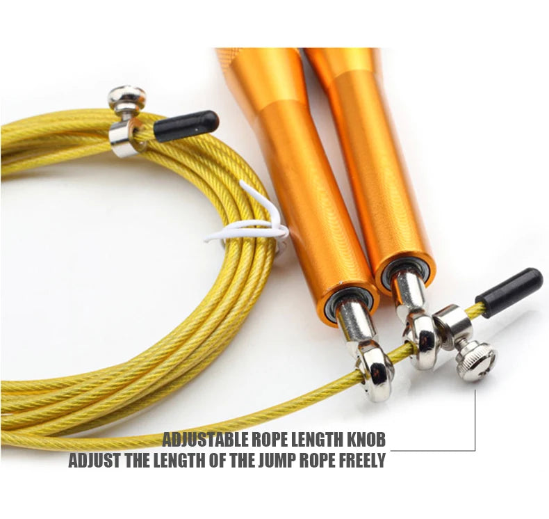 High Fast Speed Rope Wire Rope Jump Skipping Black Rope Aluminum Handle Adjustable Steel For Fitness with Durable Opp Bag