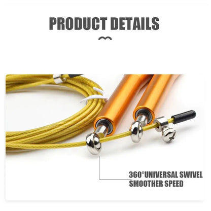 High Fast Speed Rope Wire Rope Jump Skipping Black Rope Aluminum Handle Adjustable Steel For Fitness with Durable Opp Bag