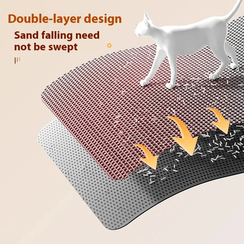 Large Cat Litter Mat Waterproof Double Layer Litter Trapper Non Slip Easy Clean Pet Toilet Pad for Litter Box Sand Control