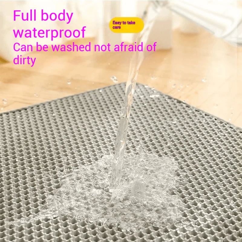 Large Cat Litter Mat Waterproof Double Layer Litter Trapper Non Slip Easy Clean Pet Toilet Pad for Litter Box Sand Control