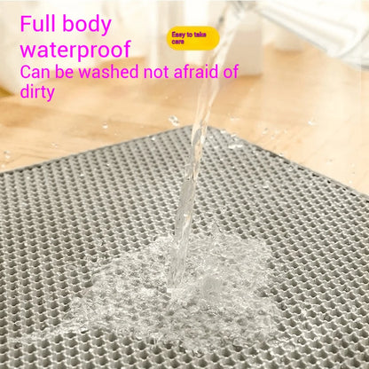 Large Cat Litter Mat Waterproof Double Layer Litter Trapper Non Slip Easy Clean Pet Toilet Pad for Litter Box Sand Control