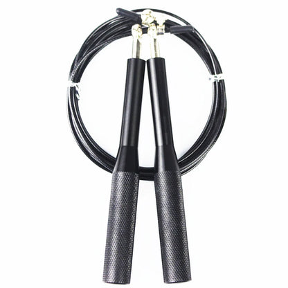 High Fast Speed Rope Wire Rope Jump Skipping Black Rope Aluminum Handle Adjustable Steel For Fitness with Durable Opp Bag