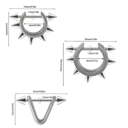 1pc Stainless Steel Cone Silver/Black Color Ear Cartilage Spike Hoop Earring, Tragus Helix Daith Piercing Jewelry For Men