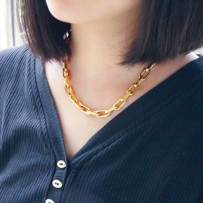 Thick Flat Cuban Link Chain Stainless Steel Necklace Bracelet Jewelry Set Waterproof Gold Color Plated For Pet Girl Women Hiphop