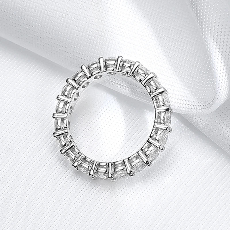 Smyoue 2-5mm Full Moissanite Ring for Women Sparkling Wedding Eternity Bands 100% S925 Sterling Silver Jewelry Classic Ring