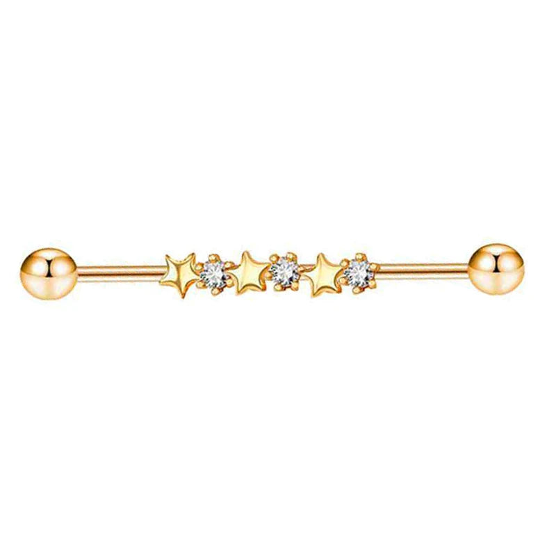 1PCS Stainless Steel Butterfly Industrial Piercing Barbell 14G Star Industrial Earring Tragus Cartilage Jewelry Industrial Rings