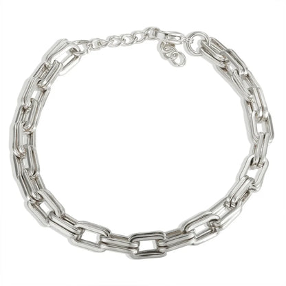Thick Flat Cuban Link Chain Stainless Steel Necklace Bracelet Jewelry Set Waterproof Gold Color Plated For Pet Girl Women Hiphop